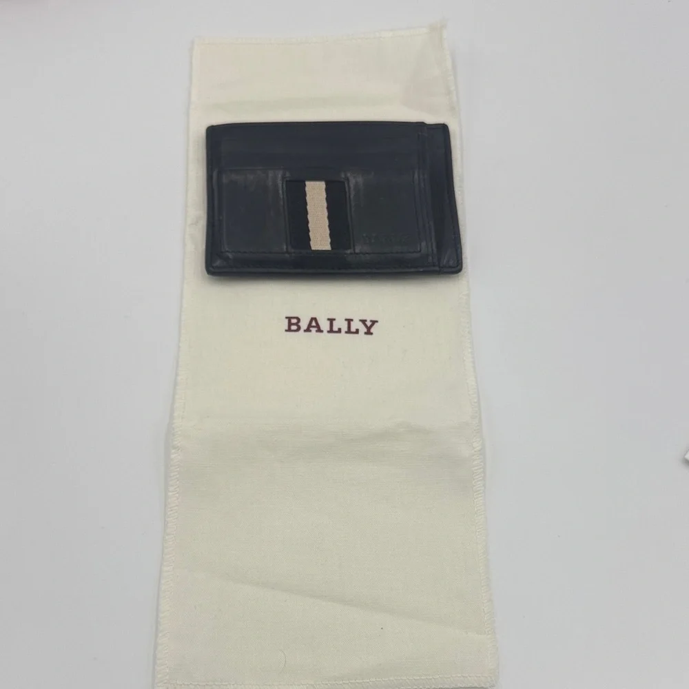 Bally Black Calfskin Leather Card Holder Unisex